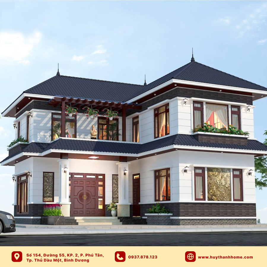 biệt thự 2 tầng hình chữ L