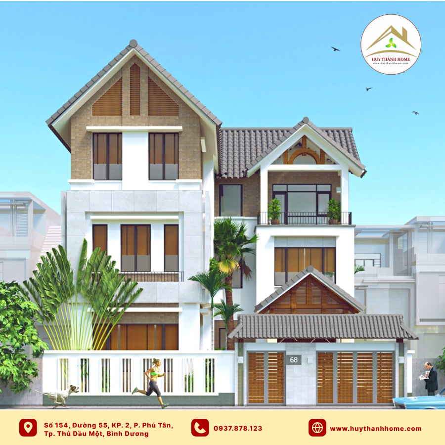 Biệt thự 3 tầng theo phong cách hiện đại kết hợp cổ điển