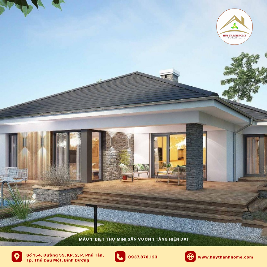 biệt thự mini sân vườn 1 tầng 