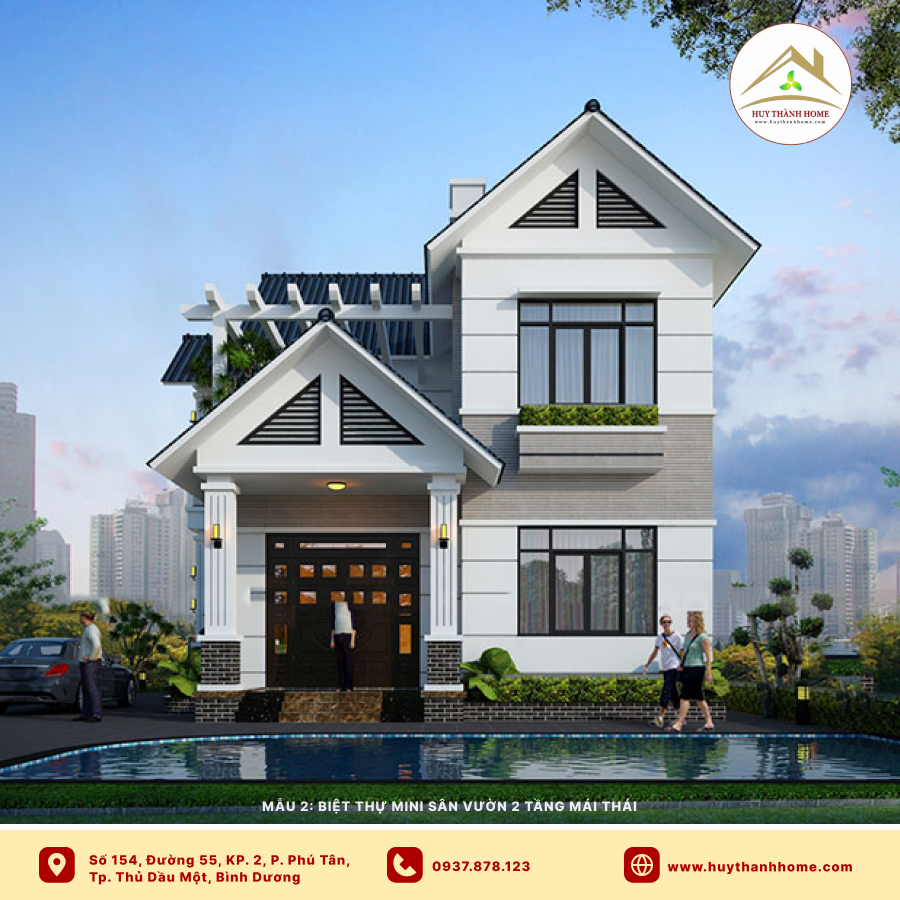 Biệt thự mini sân vườn 2 tầng mái Thái