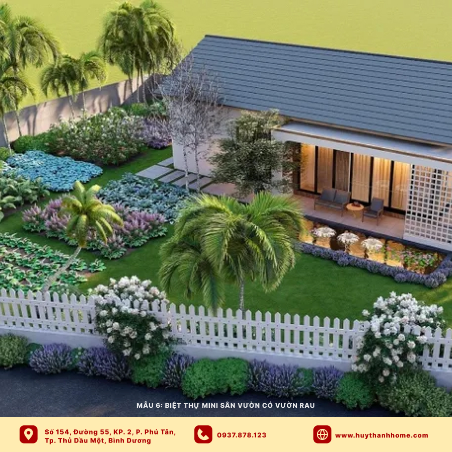 Biệt thự mini sân vườn có vườn rau